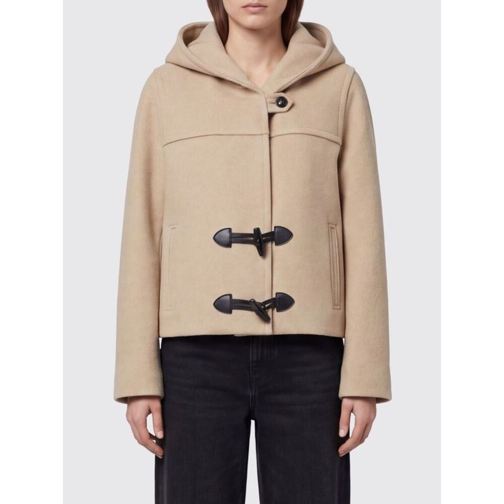 Isabel Marant Short Cotton Duffle Coat With Hood And Leather Inserts